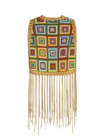 Brown Suede Embroidered Vest, 2
