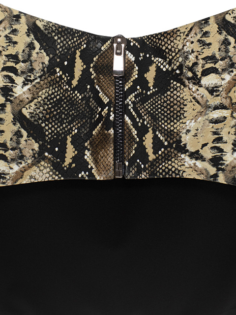 Beige faux leather peplum belt with snakeskin print, 3