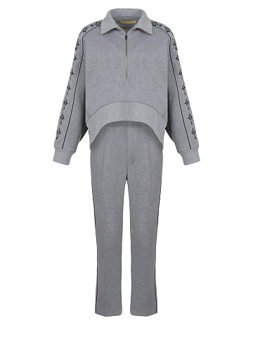 Grey Cross Embroidered Jersey Suit, 1