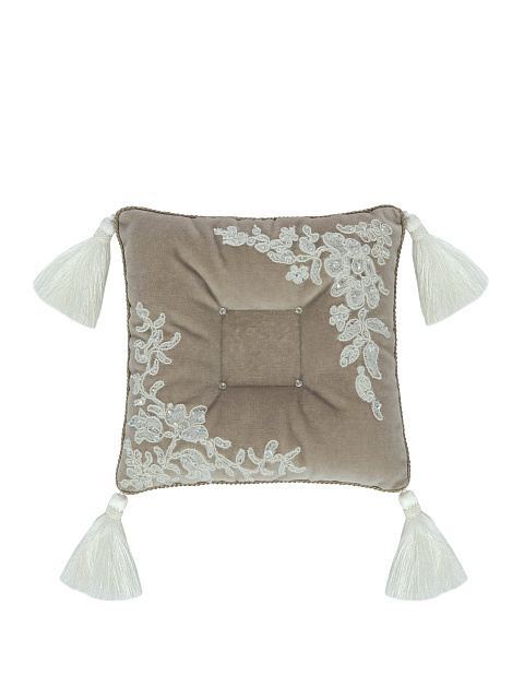 Beige Velvet Ring Pillow, 1