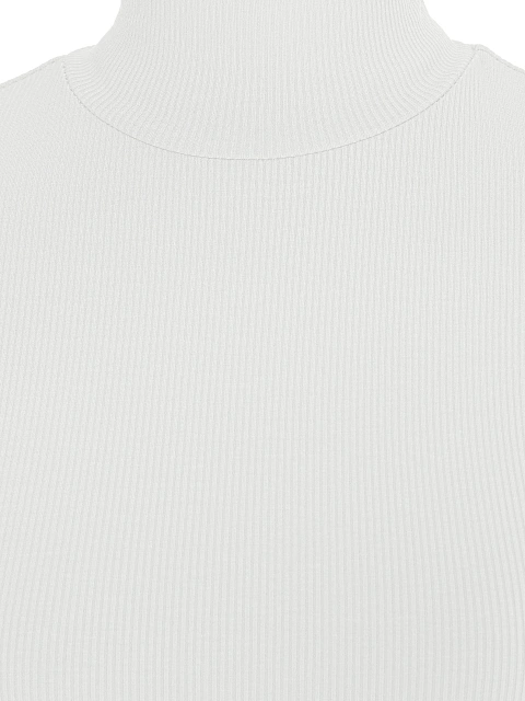 White Cotton Turtleneck Bodysuit, 3