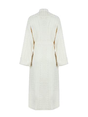 White Merino Wool & Cashmere Knitted Coat, 2