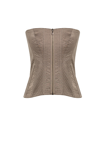 Grey-beige silk corset with zipper, 1