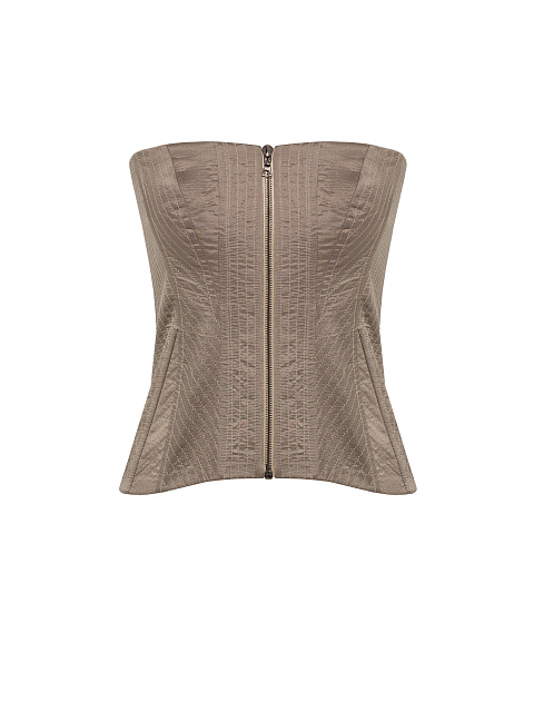 Grey-beige silk corset with zipper, 1