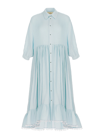 Light Blue Cotton Shirt Dress , 1