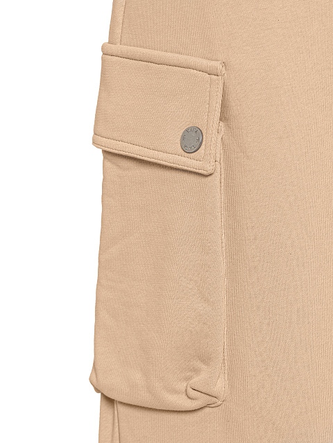 Beige Jersey Cargo Pants Suit, 6