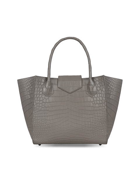 Taupe Crocodile Leather Tote With Diamonds & Moonstone Jeweled Fleur De Lis, 4