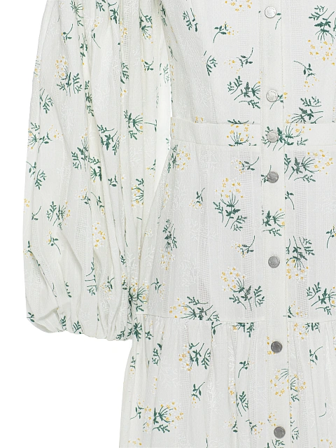 White Floral Print Off Shoulder Midi Dress, 3