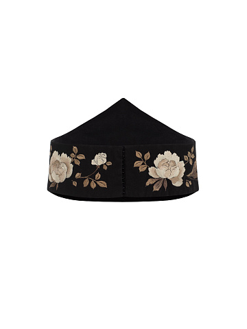Black Denim Corset with Floral Embroidery, 2
