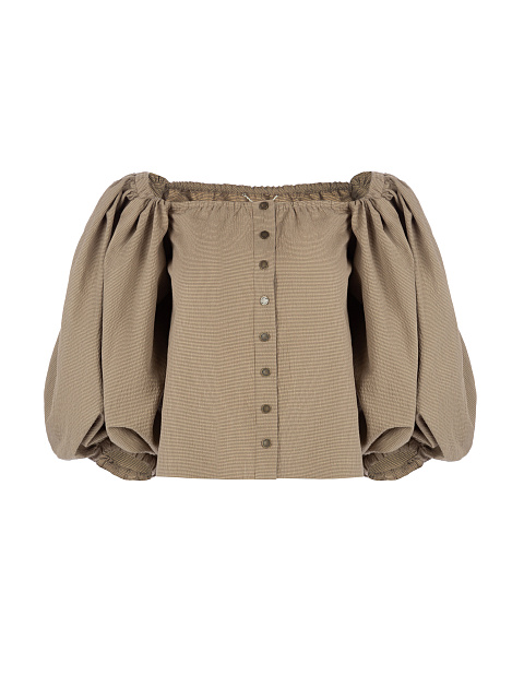 Light Brown Balloon Sleeve Top, 1 Light Brown Balloon Sleeve Top, 1