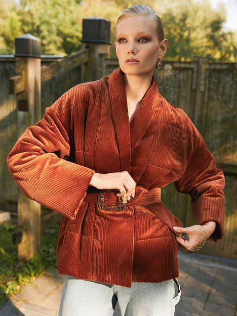 Brown Belted Velvet Jacket, 5