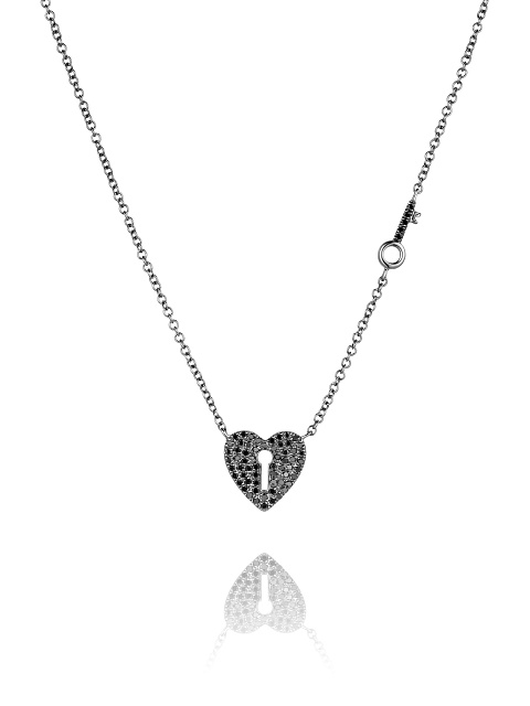 Black Gold & Black Diamonds Heart Necklace, 1
