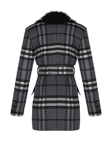 Grey Checkered Wool Coat, 2