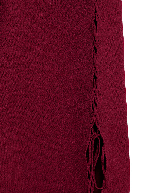 Bordeaux Lace Up Jersey Midi Dress, 4