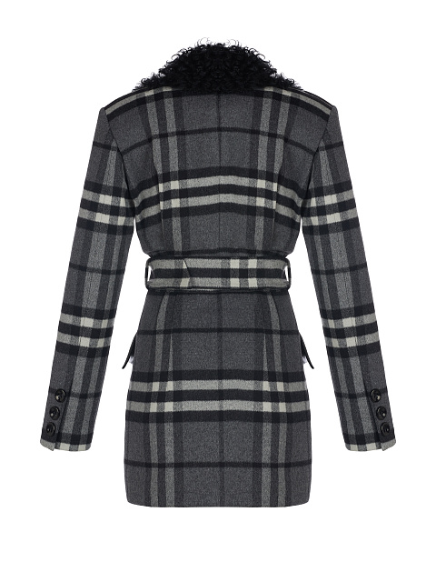 Grey Checkered Wool Coat, 2