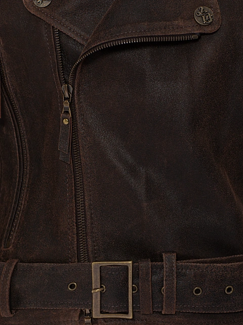 Brown Lace Up Leather Jacket, 4