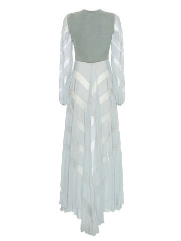 Blue Silk & Suede Dress, 2