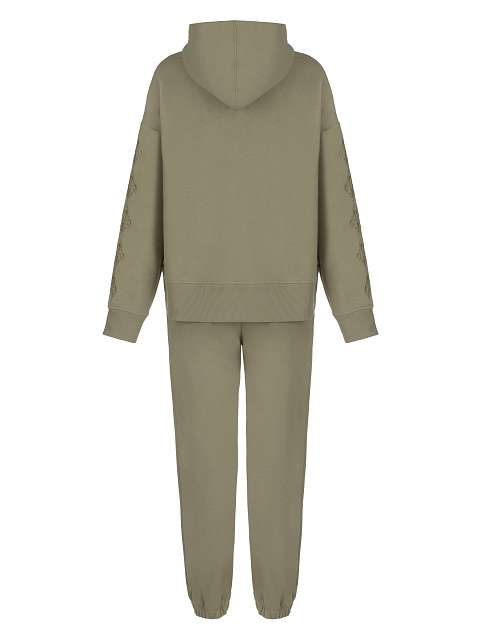 Olive Green Fleur de Lis Embroidered Jersey Suit, 2