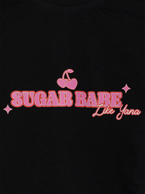 Black cotton T-shirt Sugar Babe, 3