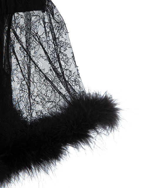 Black lace bodysuit with boa, 3
