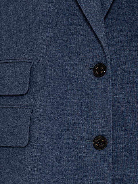 Blue Wool Midi Skirt Suit, 5
