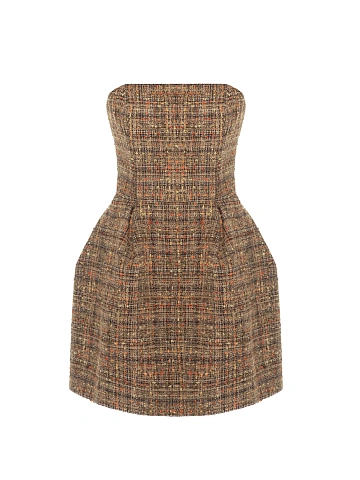 Brown Tweed Mini Dress, 1