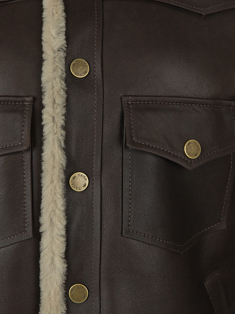 Dark Brown Leather & Shearling Jacket, 3