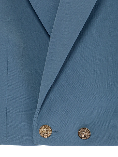 Blue Cropped Jacket & Pants Suit, 3