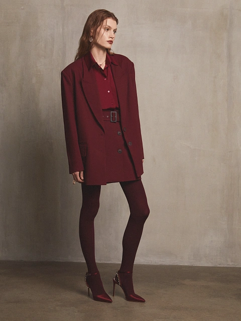 Burgundy Mini Skirt With Pockets, 5
