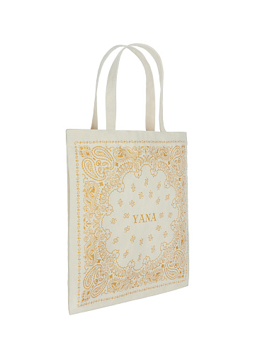 Yellow Paisley Printed Shopper Bag, 2