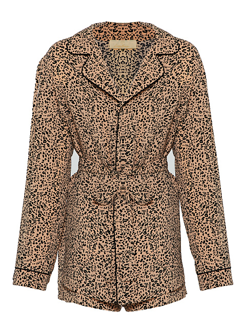 Dark beige pajamas with leopard print, 3