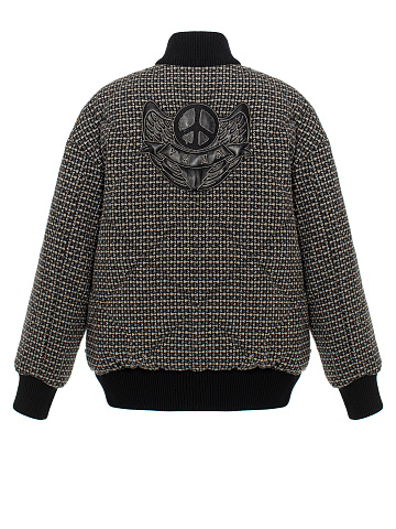 Black Check Wool Bomber Jacket, 2