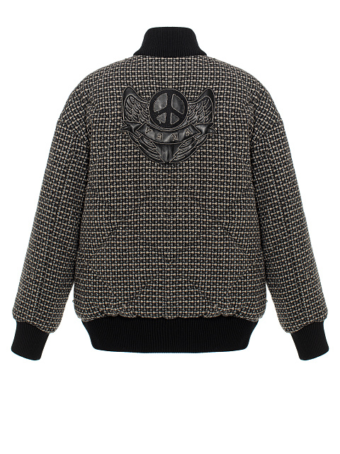 Black Check Wool Bomber Jacket, 2