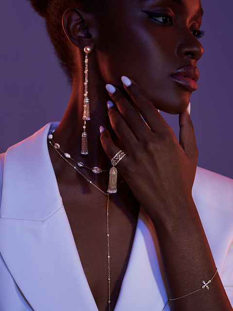 Diamond & Rose Gold Tassel Ring, 2