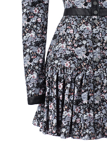 Black Cotton Floral-Print Mini Dress, 2