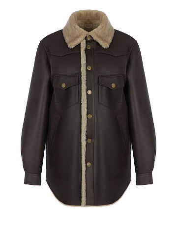 Dark Brown Leather & Shearling Jacket, 1