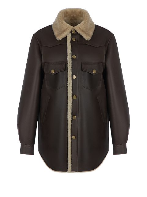 Dark Brown Leather & Shearling Jacket, 1