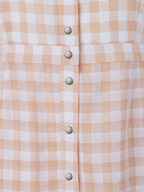 Peach Orange Checked Maxi Dress , 3