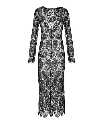 Black Lace Open Back Midi Dress, 2