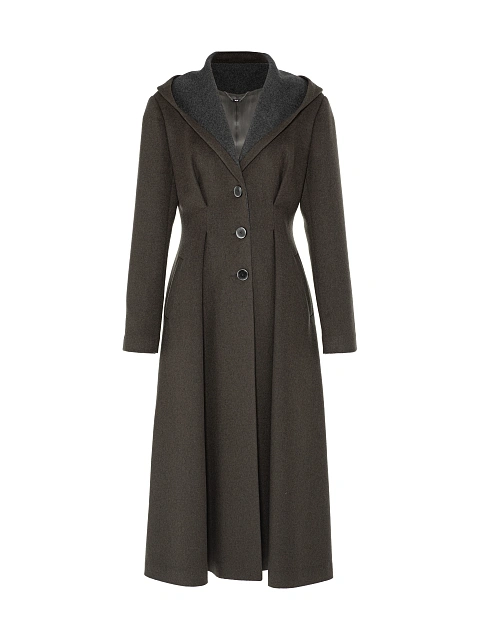 Gray Single Breasted Coat With Hood, 5