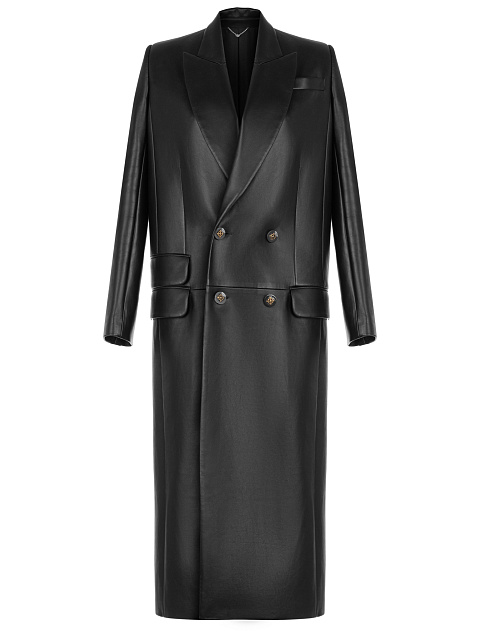 Black Leather Double-Breasted Coat, 1