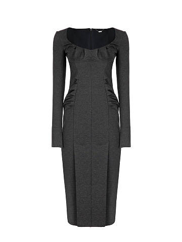 Dark Grey Rayon Midi Dress, 1