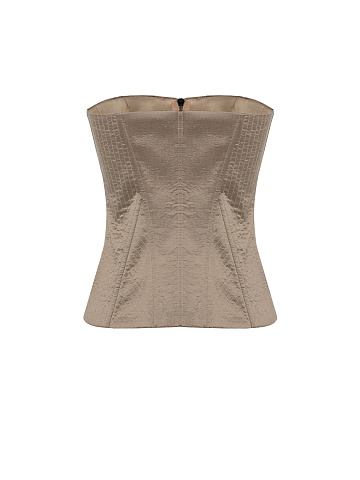 Grey-beige silk corset with zipper, 2