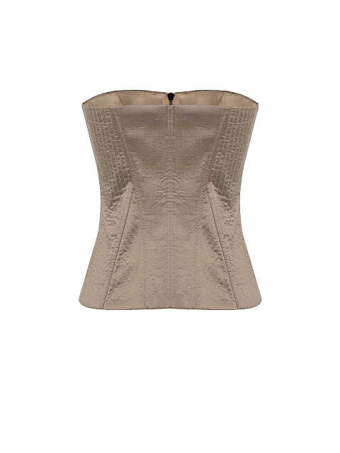 Grey-beige silk corset with zipper, 2