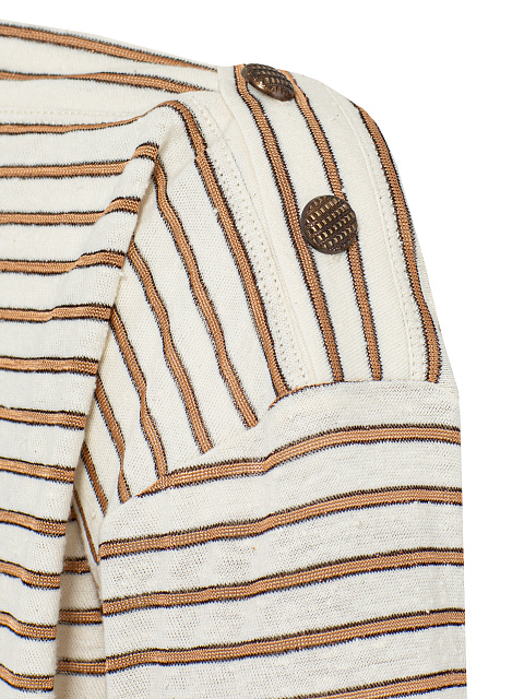 Beige & White Striped Longsleeve T-shirt, 3