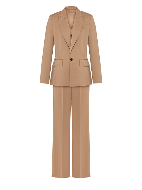 Beige Wool Pant Suit, 3