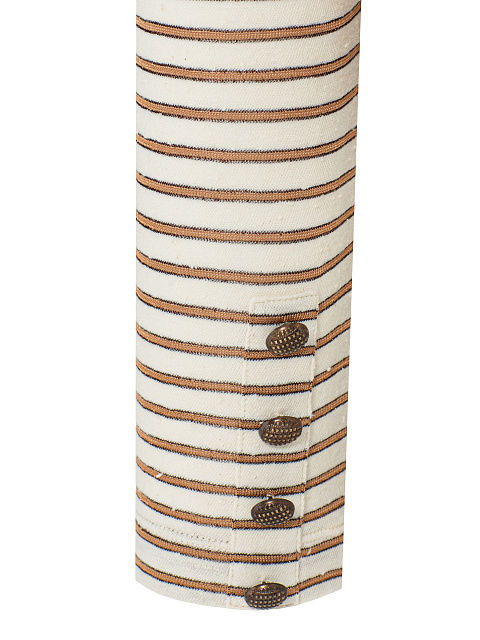 Beige & White Striped Longsleeve T-shirt, 4