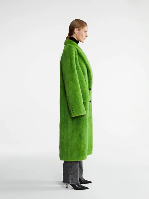 Bright Green Mink Fur Coat, 5