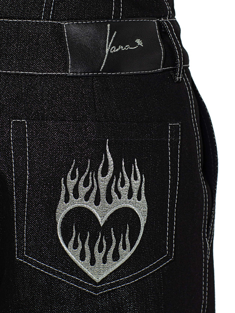 Black denim jumpsuit with coating, 4