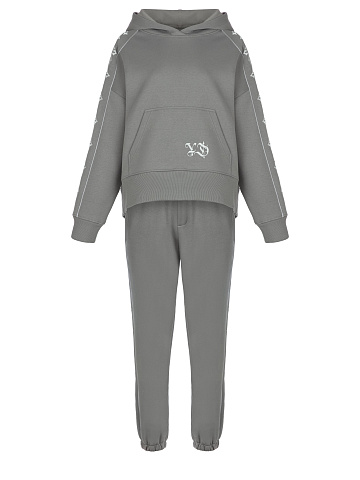 Grey Jersey Set With White Embroidery, 1